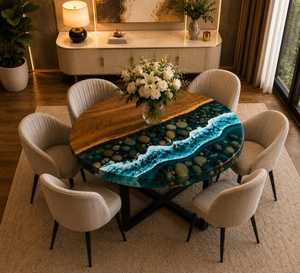 Wholesale Custom Solid Wood <b>Epoxy</b> Resin <b>Table</b> Live Edge River Dining <b>Table</b> Luxury Handmade Wooden Furniture for Dining Room Cafe - Product Image 4