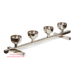 Luxury 3-Piece Metal Candle Holder Set Silver Taper Candlestick with Gold Leaf Accents Hammered Rectangular <b>Tray</b> for Wedding - Product Image 6