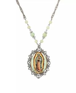 Collana Ovale in Vetro Smaltato con Madonna di Guadalupe |   2028 - Product Image 1