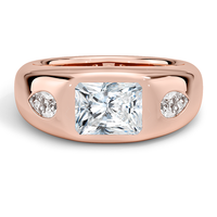 Bague à trois pierres en or jaune avec diamant taille radiant de 3 carats et pierres latérales en forme de poire, bijou de fiançailles classique pour femme, design personnalisé