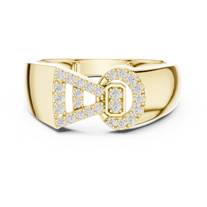 Bague de luxe plaquée or avec boucle géométrique et diamants CZ pour femme, bijoux de mode pour fiançailles et mariage - Product Image 2