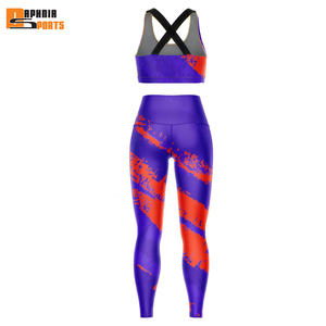 Ensemble de vêtements de sport pour femmes, leggings et soutien-gorge respirants fabriqués en usine, 2 pièces, leggings de yoga personnalisés par sublimation - Product Image 2