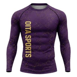 Camiseta Deportiva de Compresión de Manga Larga Morada con Estampado Agrietado, Transpirable, de Secado Rápido, para Entrenamiento Atlético y Gimnasio - Product Image 1
