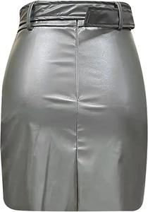 Nouvelle Arrivée : Jupes en Cuir Véritable de Mouton Fendues Taille Haute Effet Cache-Cœur pour Femme – Jupes en Cuir Personnalisables - Product Image 2