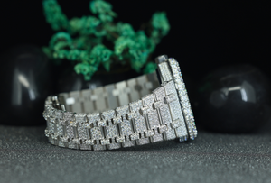 Montre à quartz octogonale de luxe pour homme, sertie de pierres |   Montre-bracelet Hip Hop en acier inoxydable sertie de diamants, vente en gros - Product Image 3