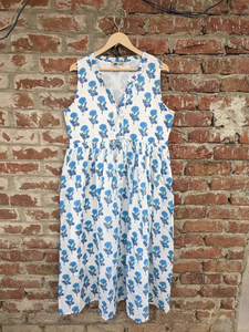 Vestido indio de algodón con estampado de bloque de mano, túnicas bordadas florales, vestido largo Maxi, estilo informal, ropa India - Product Image 3