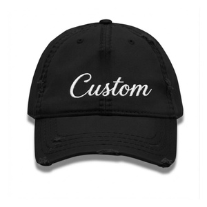 Casquette non structurée à 6 panneaux avec logo personnalisé brodé haute couture, visière incurvée et boucle métallique vieillie pour hommes et femmes - Product Image 1