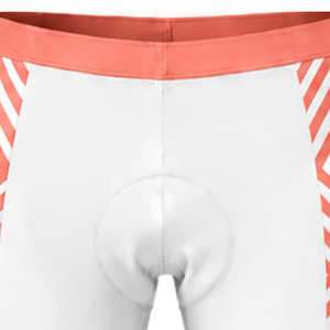 Ensemble maillot et short de cyclisme orange corail et blanc, manches courtes, fermeture éclair intégrale, séchage rapide, rembourré, pour course à vélo, entraînement et performance sportive - Product Image 5