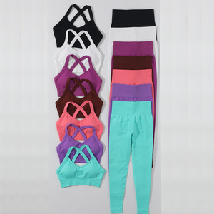Conjunto de Yoga de 5 Piezas de Alta Elasticidad y Compresión, Bra Deportivo, Leggings Levanta Glúteos, Top de Manga Larga, Conjunto Deportivo para Mujer, Venta al Por Mayor - Product Image 6
