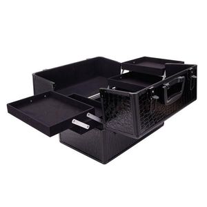 High-End Portable Foldable Black <b>Makeup</b> Organizer Inner Layers Cosmetics <b>Storage</b> Case - Product Image 6