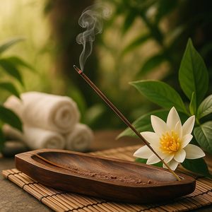 Pure Source India Natural Wood Bote Shape Incense Holder and Ash Catcher - Product Image 3