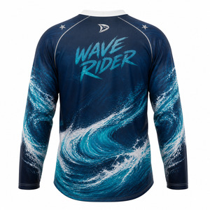 Jersey MX Sublimado Personalizado de Fábrica OEM con Patrón de Ondas, Camiseta Transpirable de Manga Larga para Motocross, Ropa de Carreras sin Marca - Product Image 3