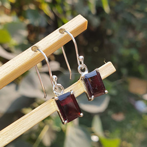 Janvier pierre de naissance bijoux de mariage pour femmes Baguette Cut Garnet Boucles d'oreilles Emerald Cut 925 Sterling Silver Fine Piercing Gold Gift - Product Image 2