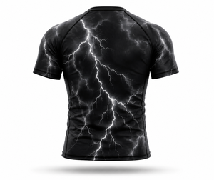 <b>Men's</b> Black Lightning <b>Compression</b> <b>Shirt</b> Short Sleeve Rash Guard Gym Fitness Workout Athletic Base Layer Performance Sportswear - Product Image 3