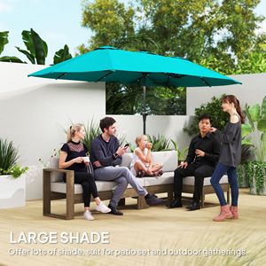 Ombrello blu doppio lato 13ft con luci solari grande Patio ombrellone e manovella per giardino o giardino - Product Image 5