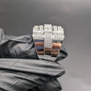 Anillo de Plata de Ley 925 con Moissanita para Hombre, Anillo Ancho con Incrustaciones de Circonitas, Chapado en Oro Blanco de 14K, Estilo Hip Hop de Lujo - Product Image 5