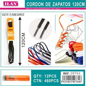 Ilan Shoelace 120 Cm Black For Sneakers - Product Image 3