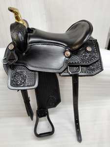 Selle de cheval en cuir de qualité supérieure de la marque ADEEFA, avec quincaillerie en laiton, design embossé, personnalisable, confortable pour l'équitation - Product Image 2