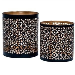 Porte-bougie cylindrique en métal artisanal avec motif découpé au laser, résistant à la chaleur, décoration d'intérieur - Product Image 3