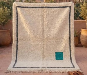Tapis berbère marocain Beni Ourain noué à la main, 100% laine, géométrique, style bohème, sur mesure, vente en gros - Product Image 6