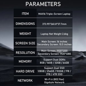 Ba Màn hình hiển thị di động hiển thị 3-màn Hình Máy Tính Xách Tay <span class=keywords><strong>PC</strong></span> Bộ vi xử lý I7-1260P Wi-Fi 6 BT 5.2 Lan 1TB 2TB 4TB máy tính xách tay - Product Image 6