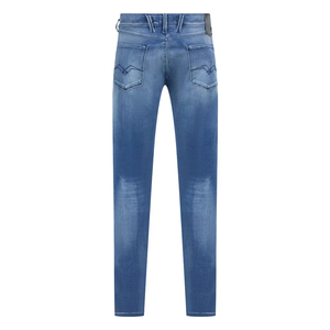 Men's Straight Fit Stonewashed Blue <b>Jeans</b> High <b>Waist</b> Button Fly Casual Cotton Pants Autumn Wear - Product Image 2