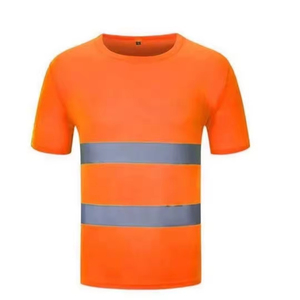 T-shirt de travail haute visibilité unisexe en polyester avec bandes réfléchissantes, vêtements de sécurité - Product Image 4