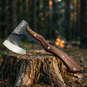 Hache viking à dos plat martelé, forgée à la main, lame large de 12,5 cm, hache de camping, manche en bois renforcé par rivets, qualité industrielle supérieure - Product Image 3