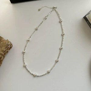 S925 Sterling Silver Shijiazu Broken Silver Necklace French Retro Elegant Cool Elegant Gympanic <b>Bead</b> Chain Jewelry - Product Image 3