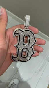 Colgante de Letra B de Estilo Vintage en Aleación de Zinc Plateado con Micro Pavé de Concha, Charm Unisex - Product Image 2