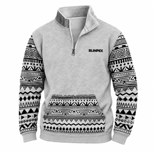 Sudadera Personalizada Unisex con Cierre de Cremallera, Estampado Geométrico, Cuello Alto, Forro Polar, con Logotipo Bordado, Marca Privada OEM - Product Image 3