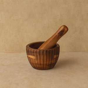 Pilon à ail en bois naturel, fabriqué à Dongguan, broyeur manuel d'ail et d'herbes, outil de cuisine artisanal - Product Image 1