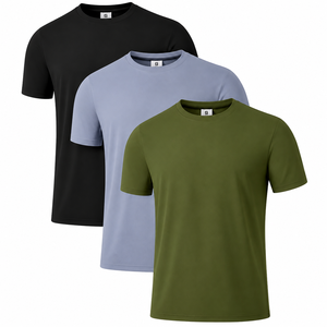 Conjunto de Camisetas Personalizadas de Cuello Redondo para Hombre, Camisetas Básicas de Algodón y Poliéster Lisas al por Mayor, Fabricante OEM ODM Deportivo Casual - Product Image 1