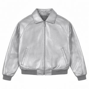 Chaqueta de Cuero Genuino para Hombre, Diseño Unisex con Bloques de Color, Personalizada, de Alta Calidad, Cuello Alto, Transpirable, Resistente al Viento, para Invierno - Product Image 6