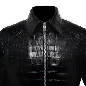 Men's Coated Cow Skin Hooded Varsity <b>Jacket</b> with Stand Collar Breathable Vintage Style <b>Winter</b> - Product Image 6