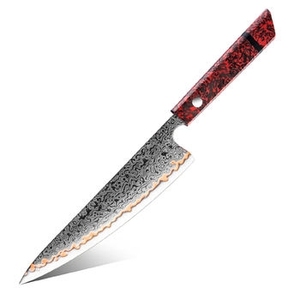 Cuchillo de cocina de cobre damasco hecho a mano con mango de madera artístico para preparación culinaria y presentación de alimentos - Product Image 1