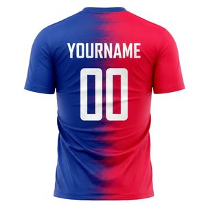 Maillot de football sublimé rouge et bleu pour homme, tenue de sport à manches courtes pour équipe, uniforme de compétition, entraînement en extérieur - Product Image 2