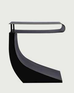 Aura Modern Contemporary Aluminum Side <b>Table</b> with Rectangular Top and Curved Base Durable & Eco-Friendly for Home Office Use - Product Image 2