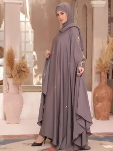 Hijab musulman pour femmes, grande taille, uni, ample, décontracté, en mousseline de polyester, longueur maxi, col rond, manches longues, à enfiler, style islamique - Product Image 5