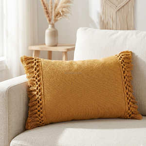 Housse de coussin décorative en coton vert olive avec bordure tressée, coussin d'appoint de luxe, décoration scandinave - Product Image 6