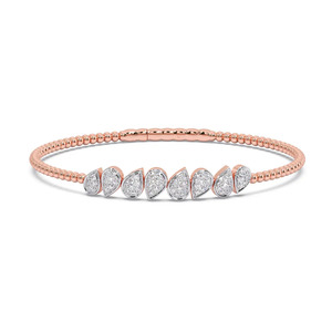 Graduated Pear-Shaped Cluster Diamond Beaded <b>Bangle</b> <b>Bracelet</b> - Product Image 1