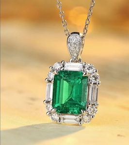 Colombian Vivid Green Lab Grown Emerald Pendant 14k Gold Plated Sterling <b>Silver</b> Certified Luxury <b>Necklace</b> for Women Anniversary - Product Image 3