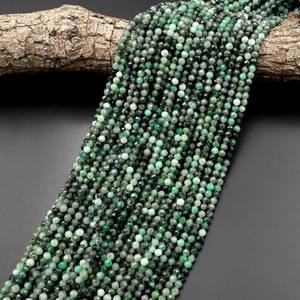 Perles rondes facettées en émeraude verte naturelle authentique, pierre précieuse laser, pierre de naissance de mai, pour la création de bijoux - Product Image 2