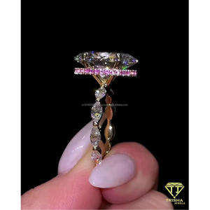 Exquisite 925 <b>Sterling</b> <b>Silver</b> VVS Lab Grown Diamond <b>Ring</b> With Oversized Center Stone And Sparkling <b>Band</b> Premium Jewelry - Product Image 3