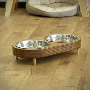 Bols surélevés pour chiens et chats en bois et lin faits à la main, nouveau style, taille personnalisable - Product Image 6