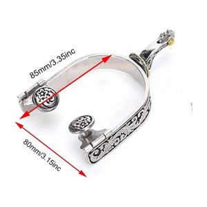 เดือยขี่ม้าแบบตะวันตกสำหรับมืออาชีพ พร้อมลวดลายดอกไม้เคลือบเงิน - Product Image 3