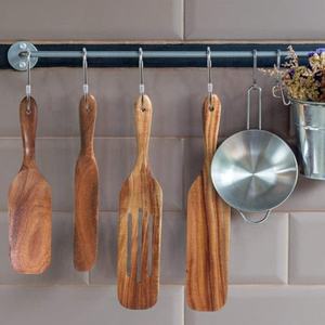 Spatule en bois de teck naturel à fentes, spatules en bois antiadhésives pour ustensiles de cuisine, spatule en bois de teck - Product Image 3