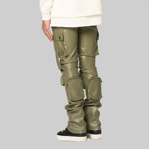 Wholesale Price Custom Made <b>Leather</b> <b>Pants</b> for <b>Men</b> with Custom Logo Unique Design High Street Style Winter Custom Colors - Product Image 4