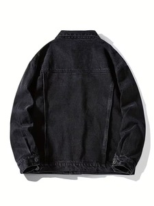 Winter Men's Vintage Style <b>Slim</b> Fit Denim Jacket Front Logo 100% Cotton Windproof Eco-Friendly Anti-Bacterial Woven Fabric - Product Image 2