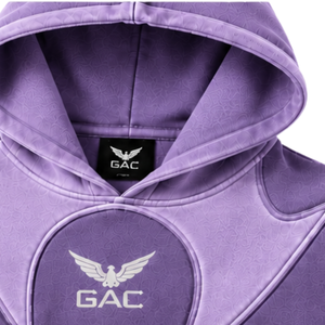 Ensemble sweat à capuche ample et pantalon de survêtement large unisexe violet texturé avec détails de panneaux, style streetwear décontracté, survêtement assorti, vente en gros - Product Image 4